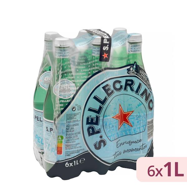 Agua mineral con gas San Pellegrino – 6 × 1 L