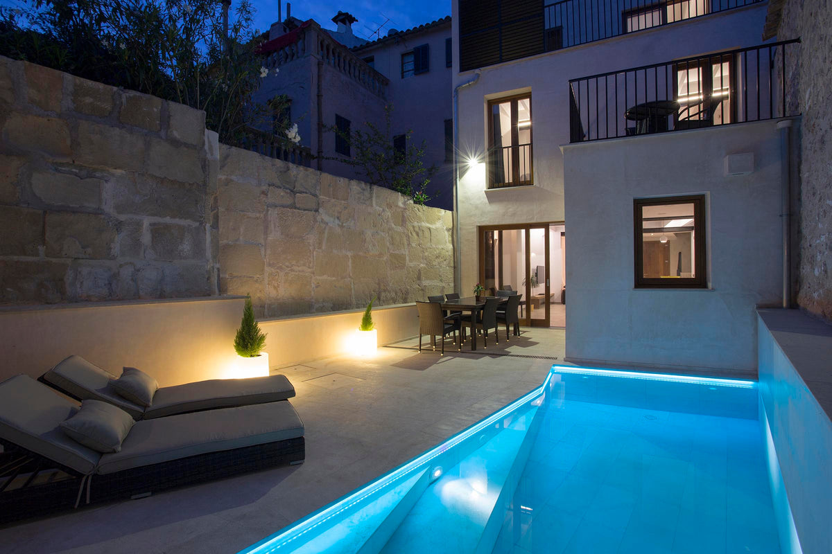 Poolbereich der Casa Llum in Pollença, Mallorca