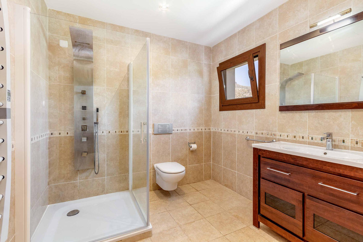 Badezimmer der Finca Amapola bei Cala Sant Vicenç, Mallorca