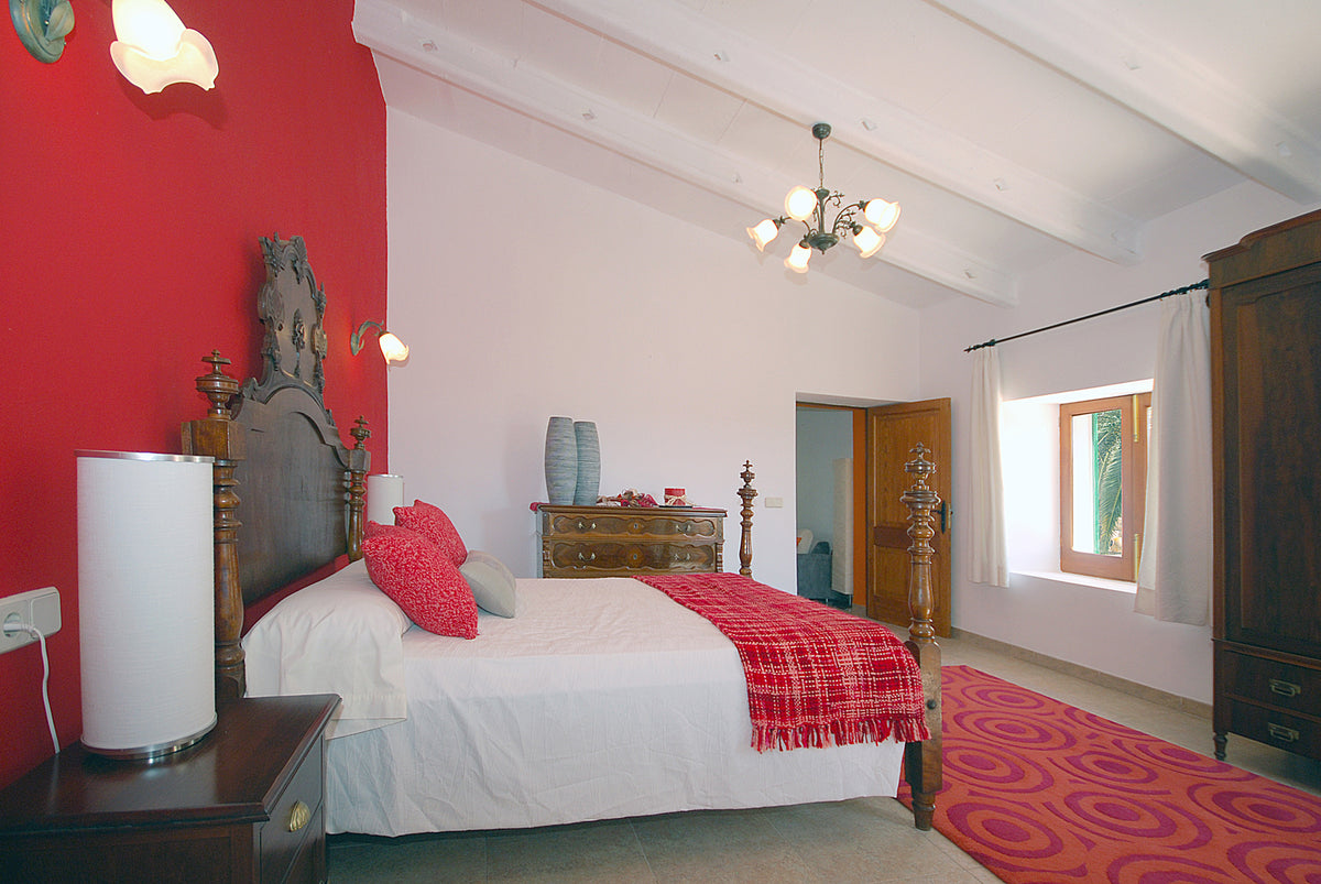 Schlafzimmer der Finca Son Lluny bei Sencelles, Mallorca