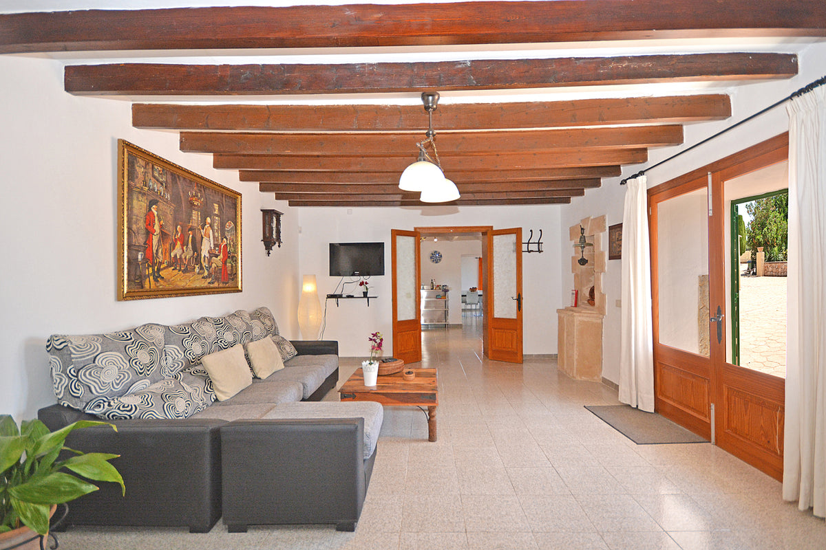 Wohnzimmer der Finca Son Lluny bei Sencelles, Mallorca