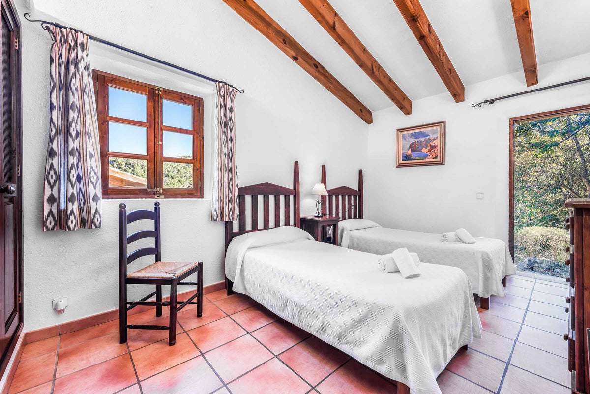 Schlafzimmer der Villa Son Amat bei Cala Sant Vicenç, Mallorca