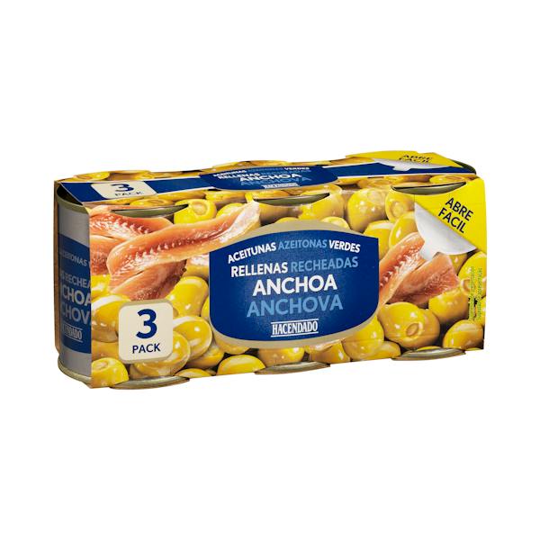 Aceitunas verdes rellenas de anchoas – 3 × 150 g