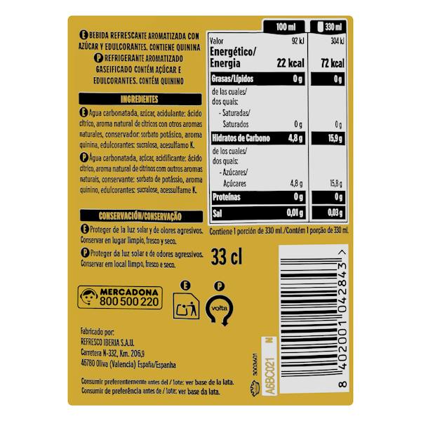 Schweppes Tonic Water Zero – 330 ml