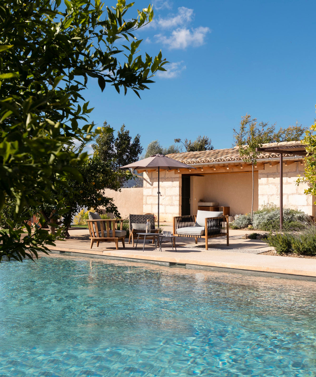 Blick über den Pool des Ferienhauses Caridad in Consell, Mallorca