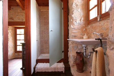 Badezimmer der Finca Can Besso bei Pollença, Mallorca