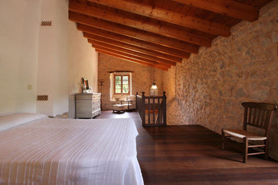 Schlafzimmer der Finca Can Besso bei Pollença, Mallorca