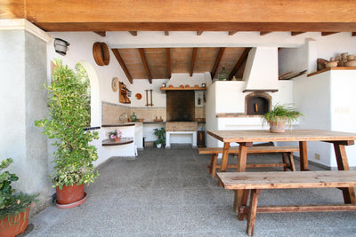 Grillbereich der Finca Can Maravella bei Pollença, Mallorca
