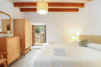 Schlafzimmer der Finca Encinas bei Pollença, Mallorca