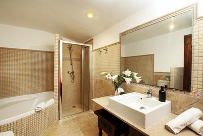 Badezimmer der Finca La Encina bei Pollença, Mallorca