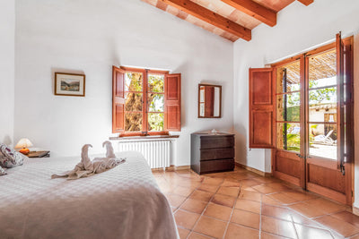 Schlafzimmer der Finca Son Celesti bei Pollença, Mallorca