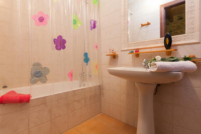 Badezimmer der Finca Son Frari bei Búger, Mallorca
