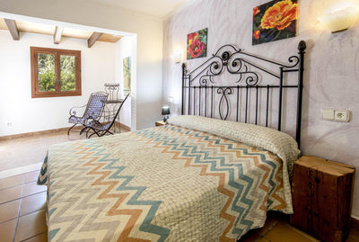 Schlafzimmer der Finca Son Puig bei Pollença, Mallorca