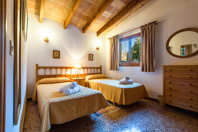 Schlafzimmer der Finca Son Verd bei Pollença, Mallorca