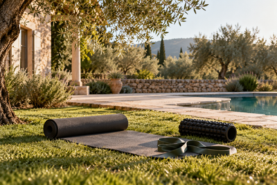 Sporttherapie und Training am Pool einer Finca auf Mallorca