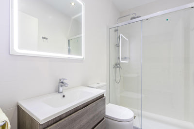 Badezimmer des Stadthauses Sa Pedra bei Pollença, Mallorca